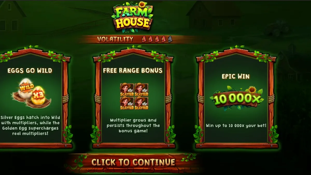 Farm House স্লট গেমের রঙিন এবং আকর্ষণীয় ইন্টারফেস